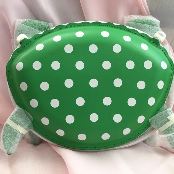 NWT Kate Spade Shelly Crab Novelty Crossbody Green White Polka Dots - Picture 2 of 7